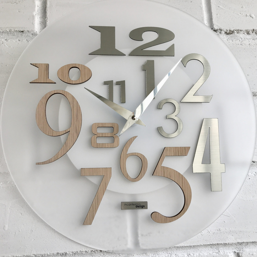 Настенные часы Incantesimo Design Модель 036 S Free (Янтарный дуб/Белый металлик)