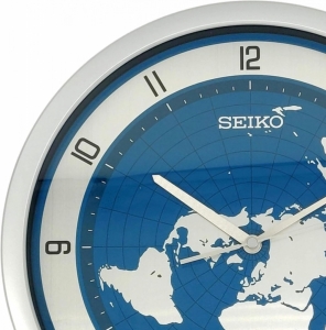 Настенные часы Seiko QXA814S с картой мира (синие)